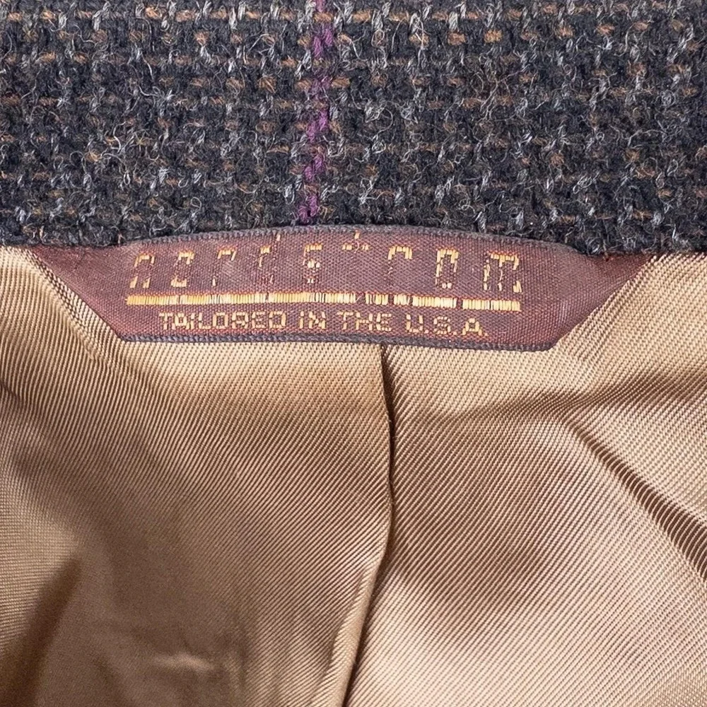 Vintage Nordstrom Mens Plaid Tweed Blazer 100% Wool Sport Coat L/XL